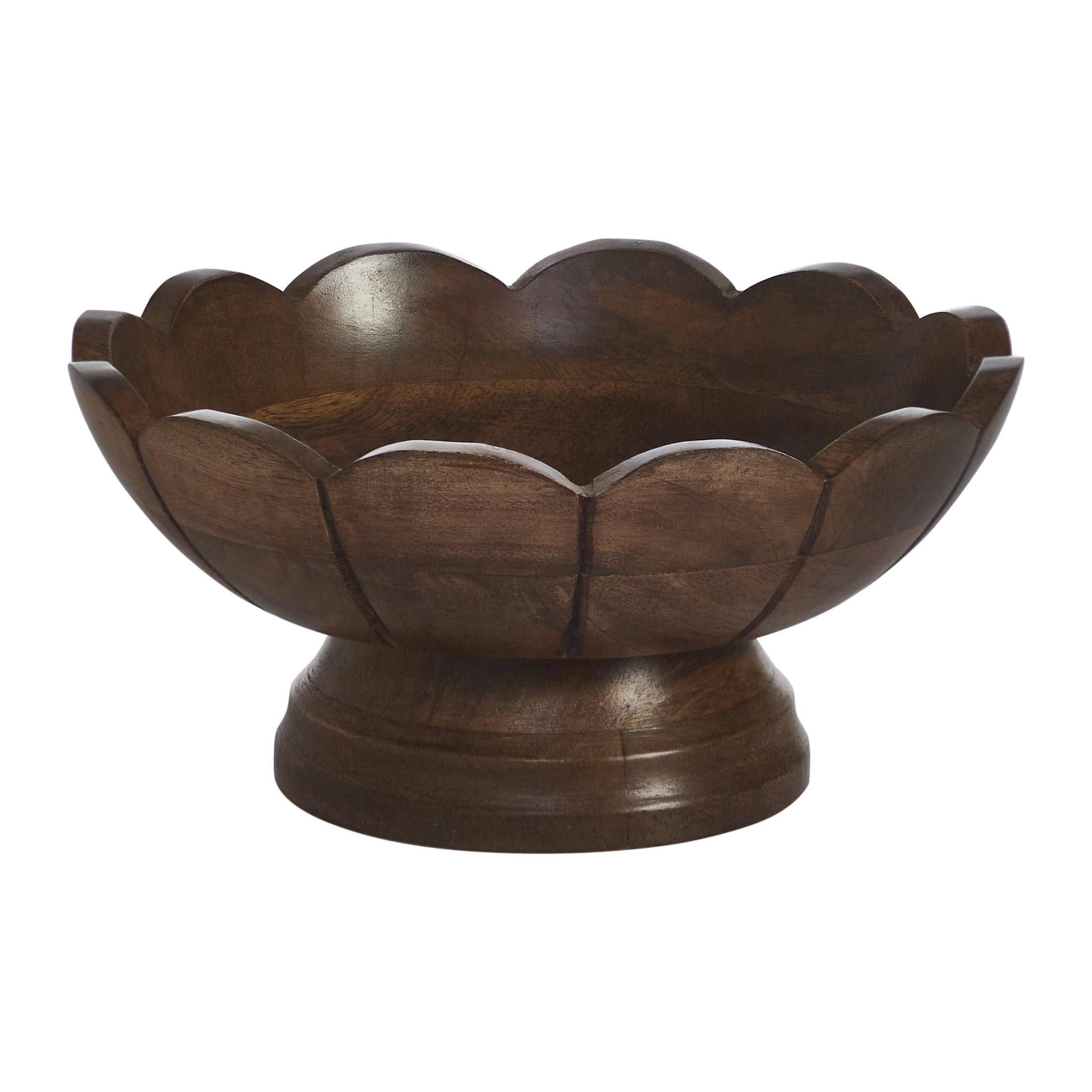 My Texas House Brown 9" Mango Wood Scallop Decorative Bowl