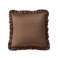 thumbnail image 1 of My Texas House 20 in x 20 in Brown Velvet Ruffle Decorative Pillow, 1 of 5