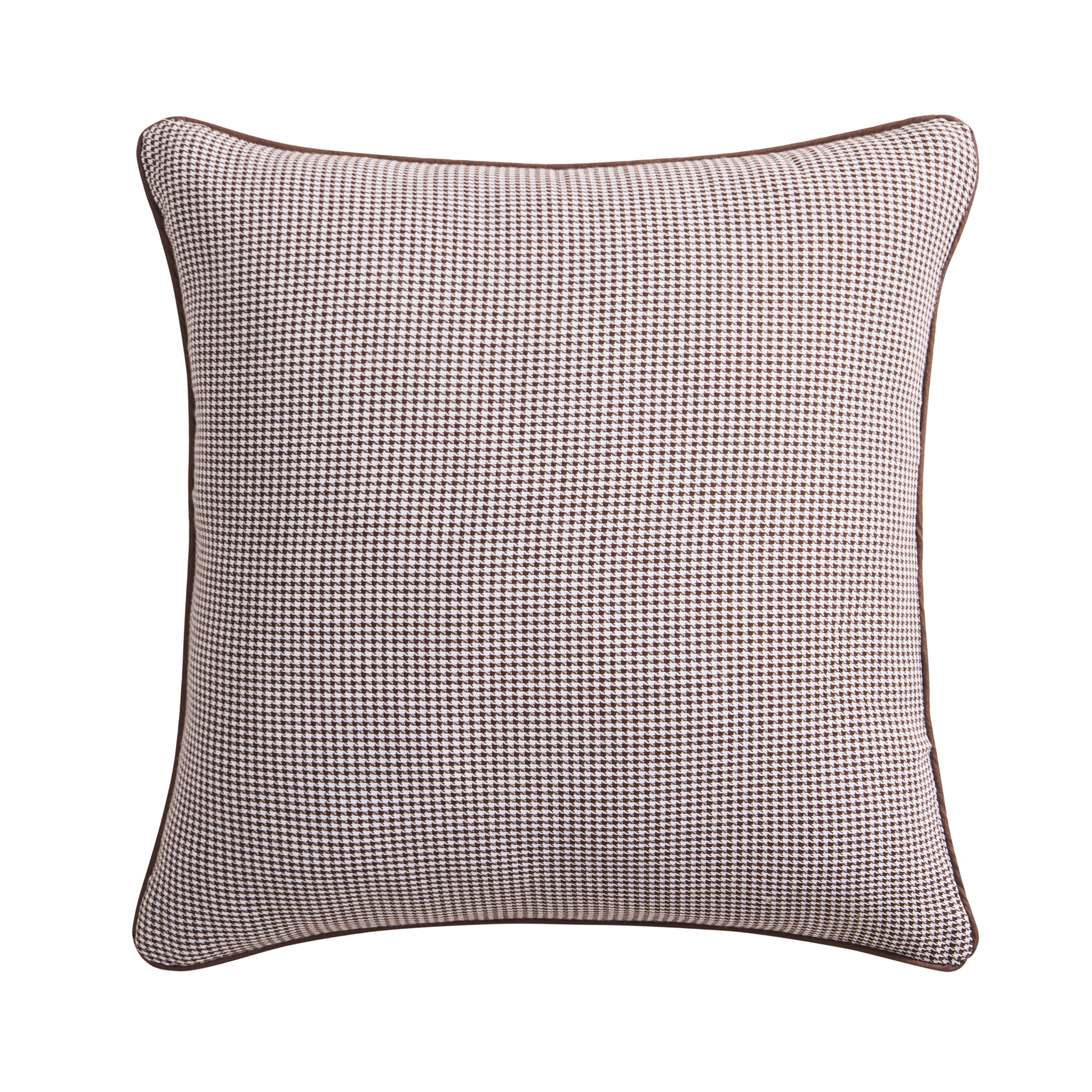 My Texas House 20" x 20" Brown Woven Micro Houndstooth Decorative Pillow Cover