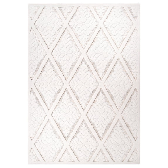 My Texas House Calla 9' X 12' Driftwood Damask Outdoor Rug