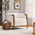 thumbnail interactive-video image 1 of My Texas House Campbell Wood Accent Chair, Cream Fabric, 1 of 13