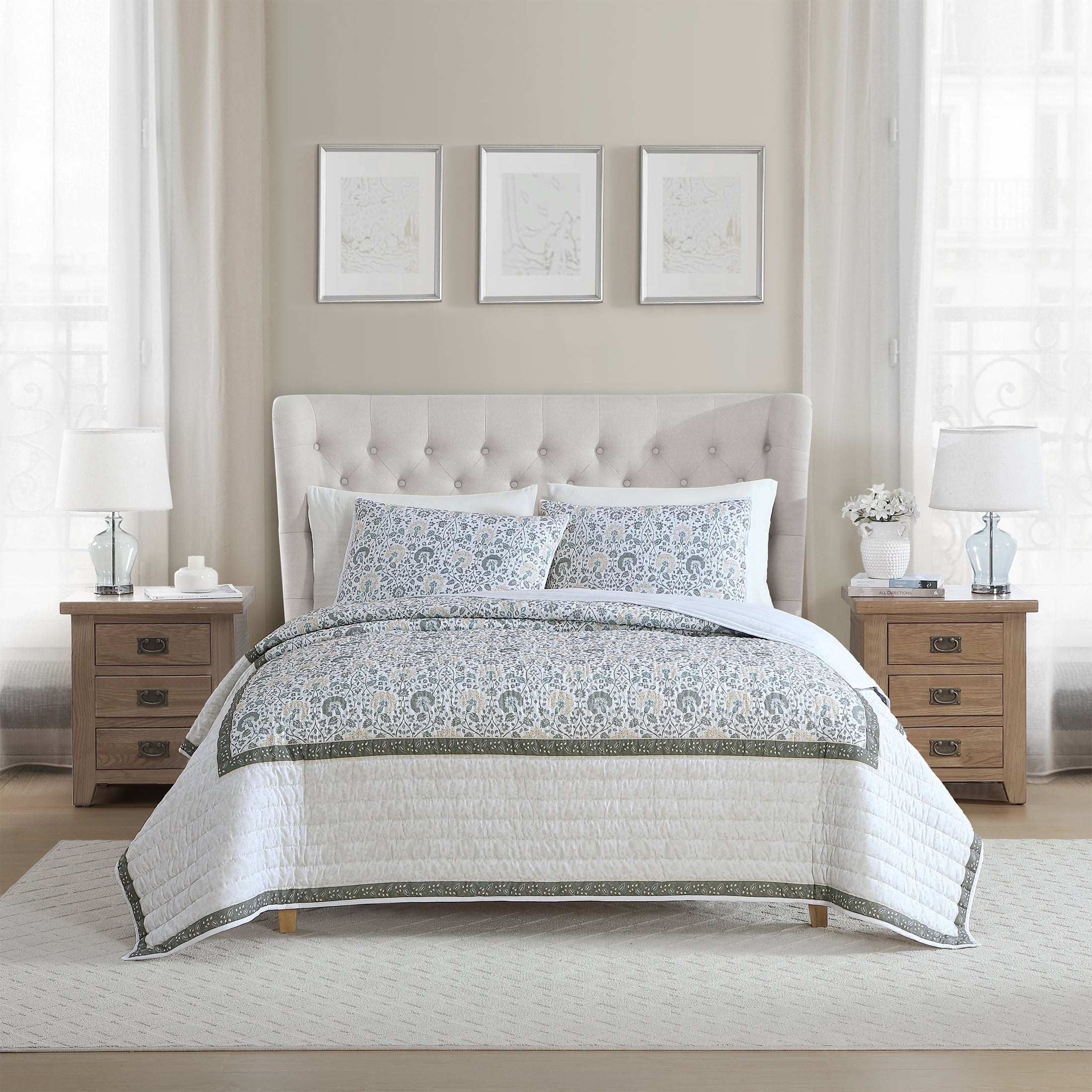 My Texas House Capri 2-Piece Sage Cotton Quilt Set, Twin/Twin XL