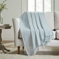 thumbnail image 1 of My Texas House Casey Blue Marled Tassel Cotton Polyester Throw, 50" x 70", 1 of 6