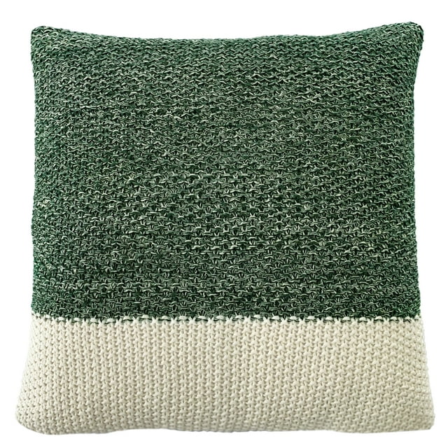 My Texas House Cassia Sweater Knit Square Decorative Pillow Cover, 18" x 18", Green