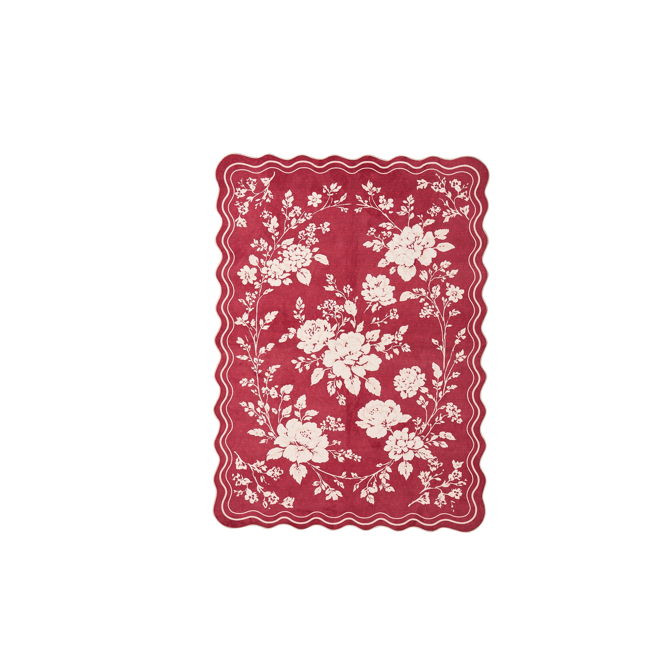Fake Ruby Large My Texas House Celine Red Scallop Faux Fur Washable Indoor Area Rug, 2 ...