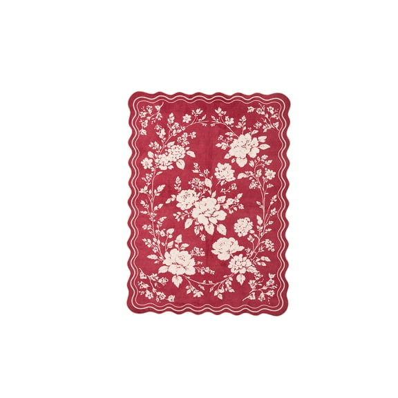 My Texas House Celine Red Scallop Faux Fur Washable Indoor Area Rug, 2' x 3'