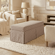 My Texas House Clementine Skirted Upholstered Bench with Gingham Pattern
