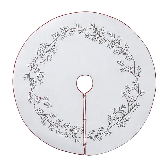 My Texas House Conroe Multi Embroidered Mistletoe Christmas Tree Skirt, 52"