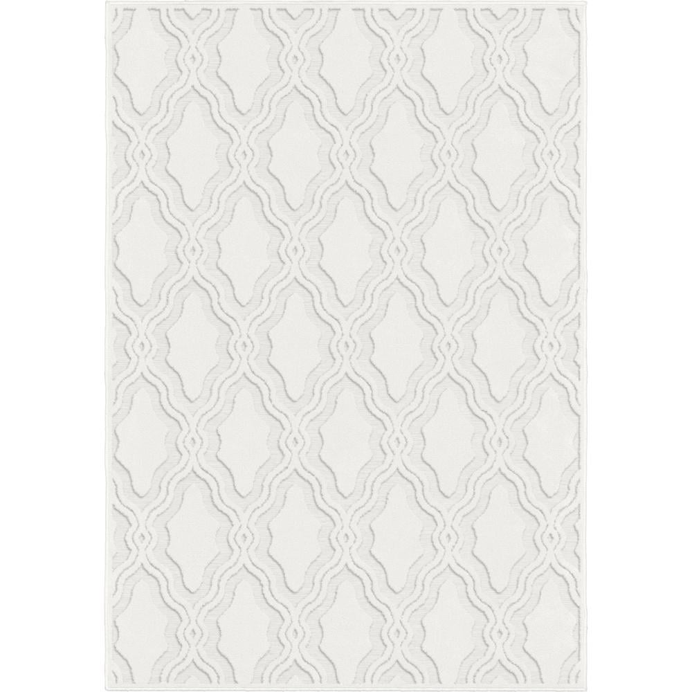 Natural Gray Trellis Synthetic Stain-Resistant Area Rug 9' x 13'