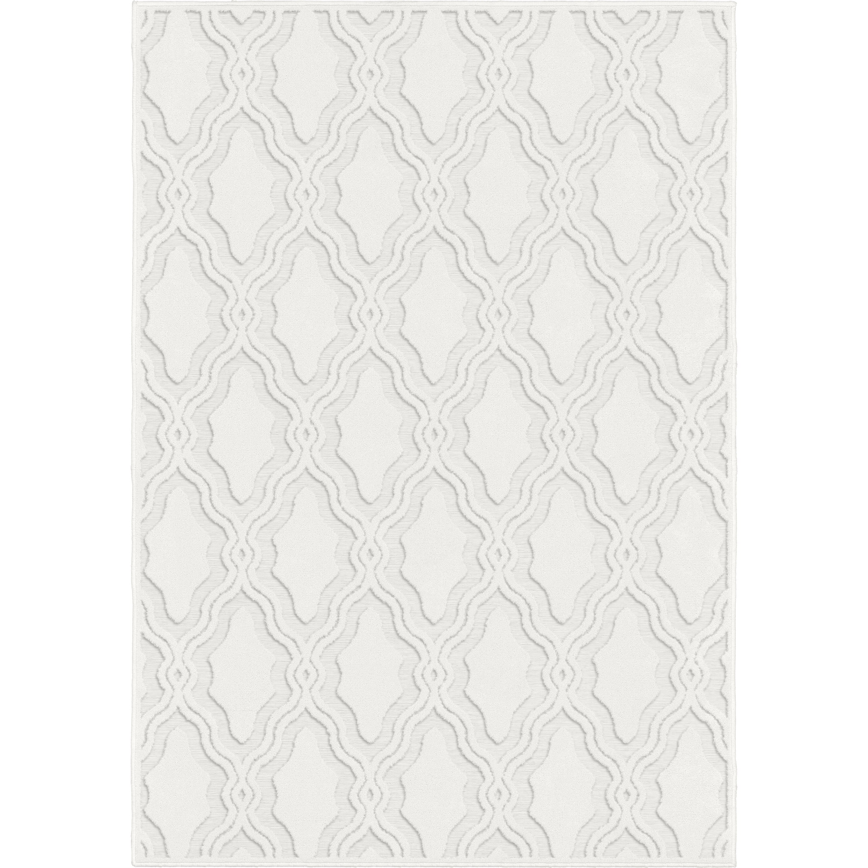 Natural Gray Trellis Synthetic Stain-Resistant Area Rug 9' x 13'
