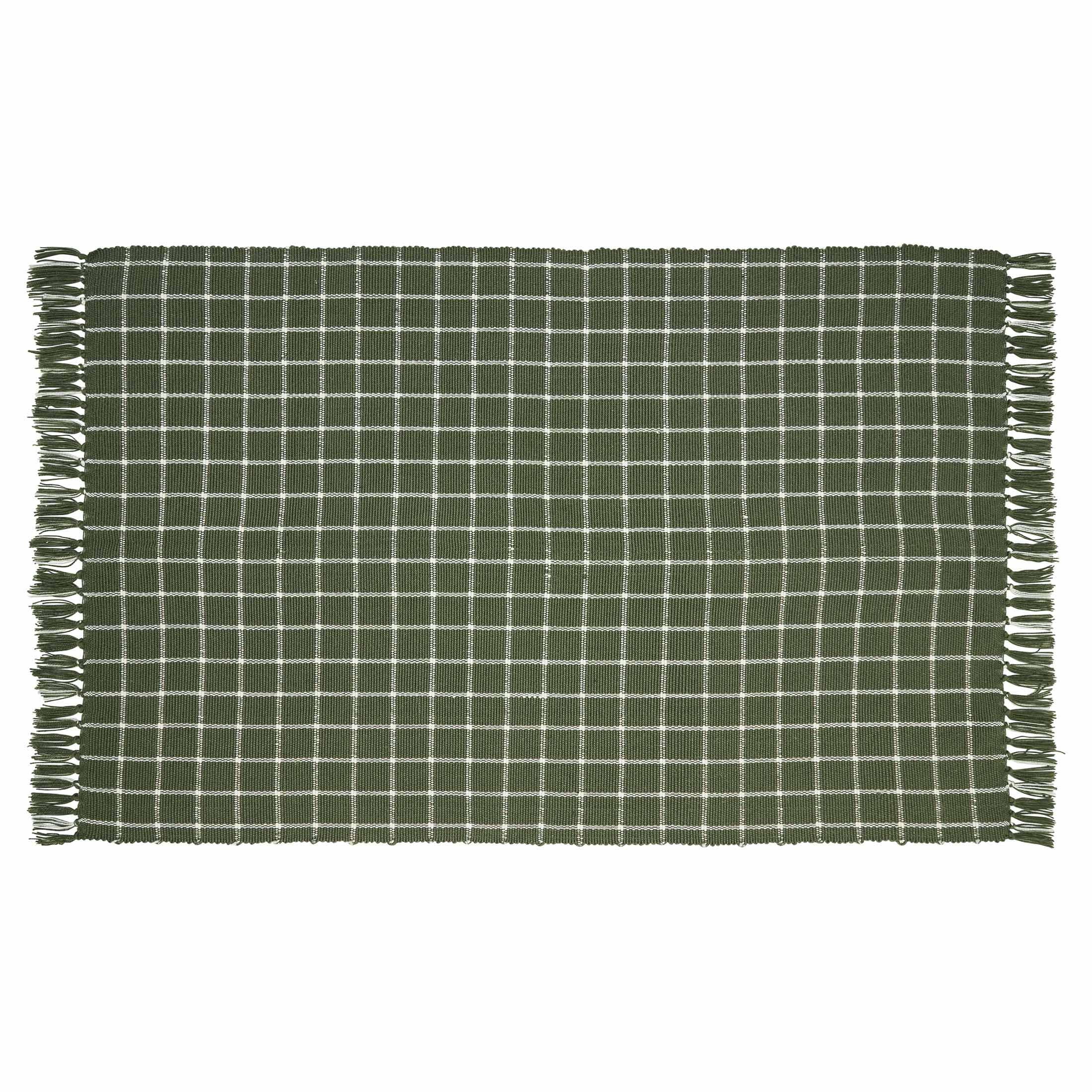 My Texas House Dark Green Plaid Indoor/Outdoor Layering Rug, 38" x 58"
