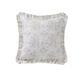 thumbnail image 1 of My Texas House Decorative Pillow, Floral Toile with Pleated Trim, White/Beige, 18 in x 18 in, 1 of 5