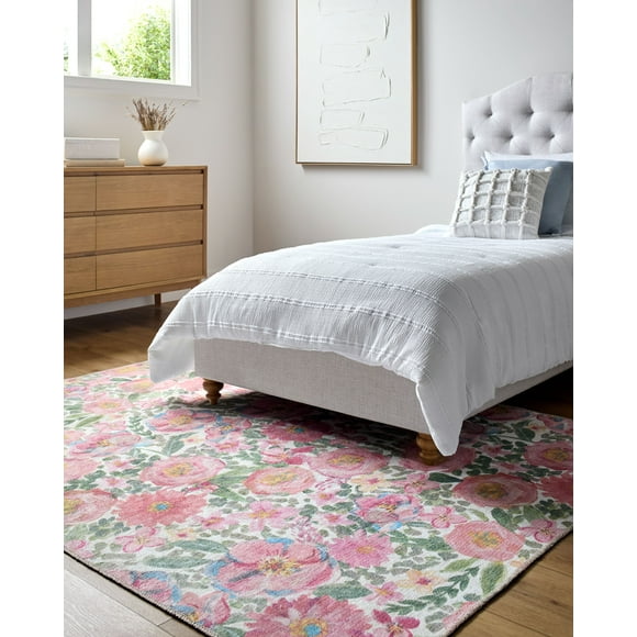 My Texas House Delaney Floral Indoor Washable 5' x 8' Area Rug