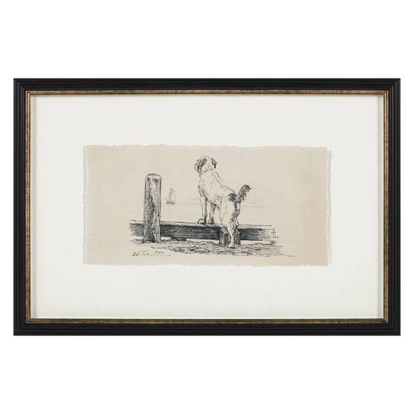 My Texas House Dog by the Beach Framed Art 24x16