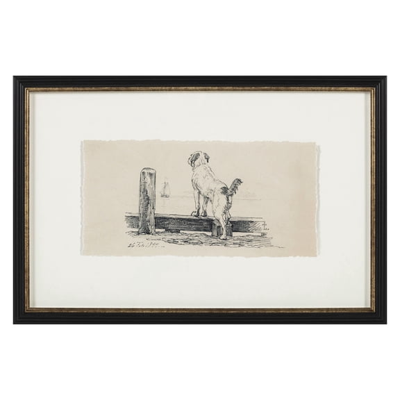 My Texas House Dog by the Beach Framed Art 24x16