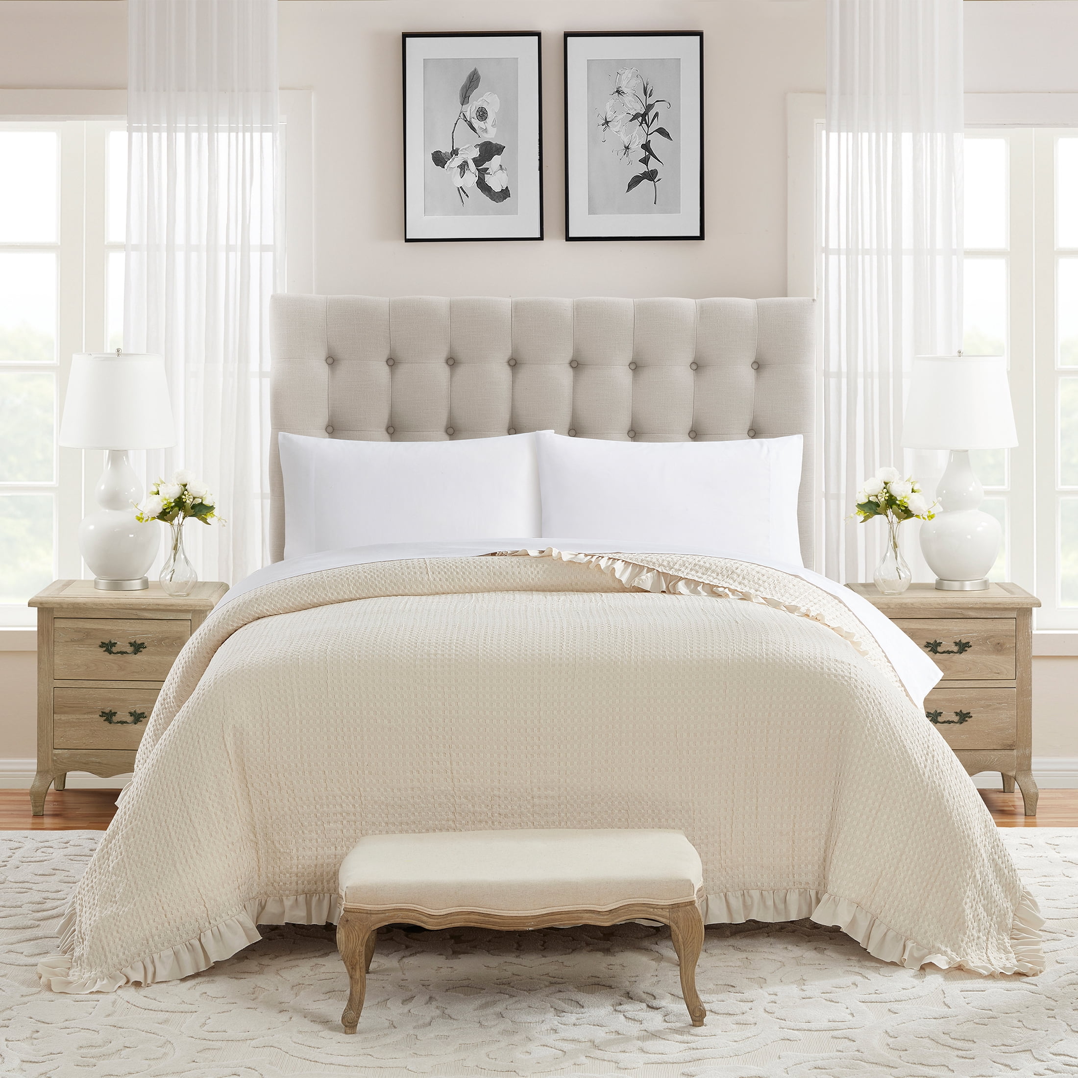 My Texas House Ella Taupe Waffle Woven Microfiber Bed Blanket, King