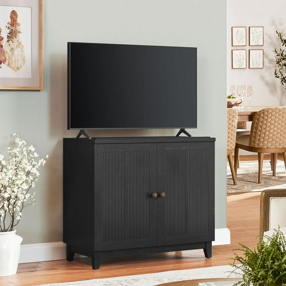 My Texas House Ellison Modular TV Console, Rich Black Finish