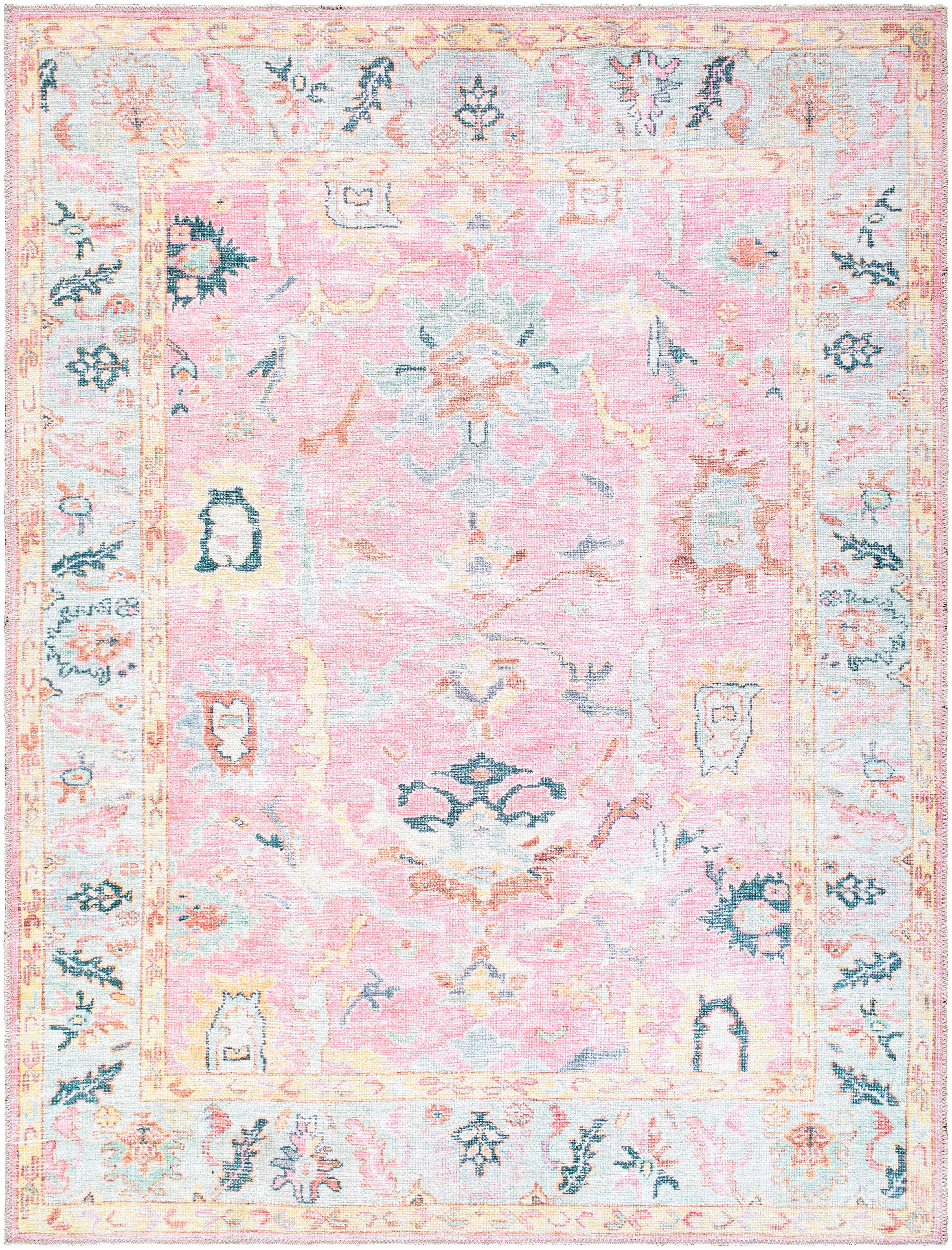 My Texas House Eloise Traditional Floral Indoor Washable 5 x 8 Area Rug