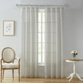 thumbnail image 1 of My Texas House Emerson Linen Stripe Light Filtering Tie Top Curtain Panel Pair, Grey, 76" x 95", 1 of 5