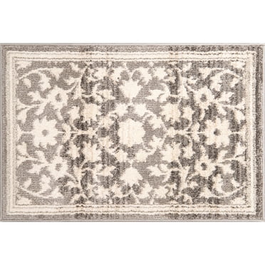 My Texas House Estelle 2' x 3' Grey White Floral Indoor Area Rug