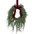 thumbnail image 1 of My Texas House Evergreen Artificial Christmas Wreath with Velvet Ribbon, Green and Red, 12", 1 of 5
