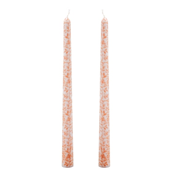 My Texas House Fall Harvest Leaves 11" Taper Candles, Brown and White, 2 Count