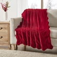thumbnail image 1 of My Texas House Faux Fur Scallop throw 50"x60", Red, 1 of 5