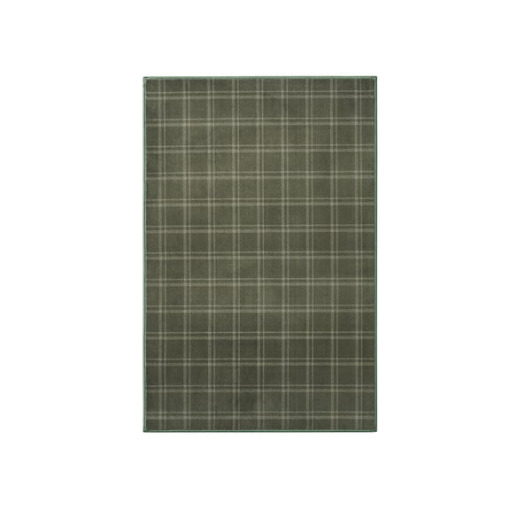 My Texas House Green Plaid Faux Fur Washable Indoor Area Rug, 2' x 3'