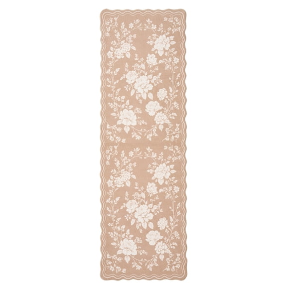 My Texas House Celine Taupe Scallop Faux Fur Washable Indoor Runner Area Rug, 2'6" x 8'