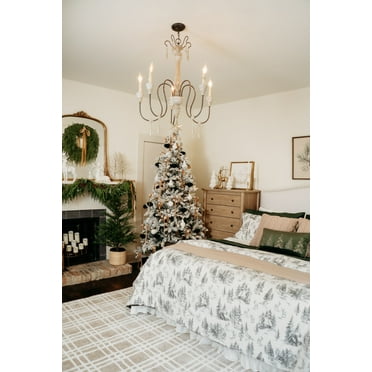My Texas House Finley 5'3" x 7' Tan White Plaid Indoor Area Rug