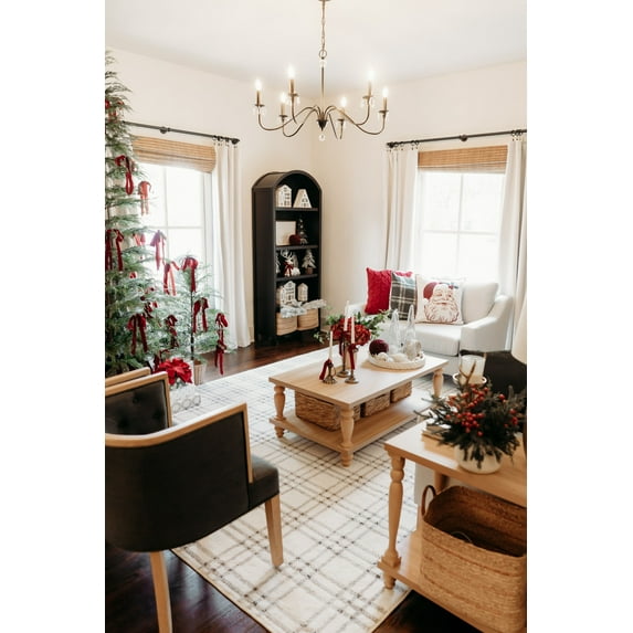 My Texas House Finley 8'6" x 11'6" White Grey Plaid Indoor Area Rug