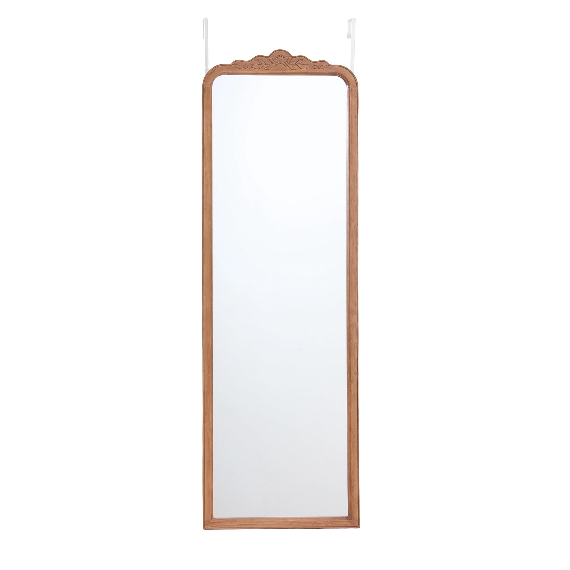 My Texas House Over-the-Door Full-Length Mirror with Floral Carved Wood Frame, 16 x 48 in