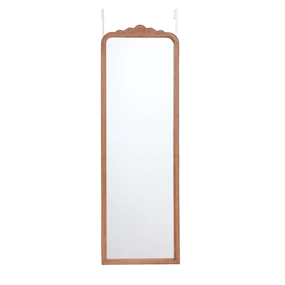 My Texas House Over-the-Door Full-Length Mirror with Floral Carved Wood Frame, 16 x 48 in