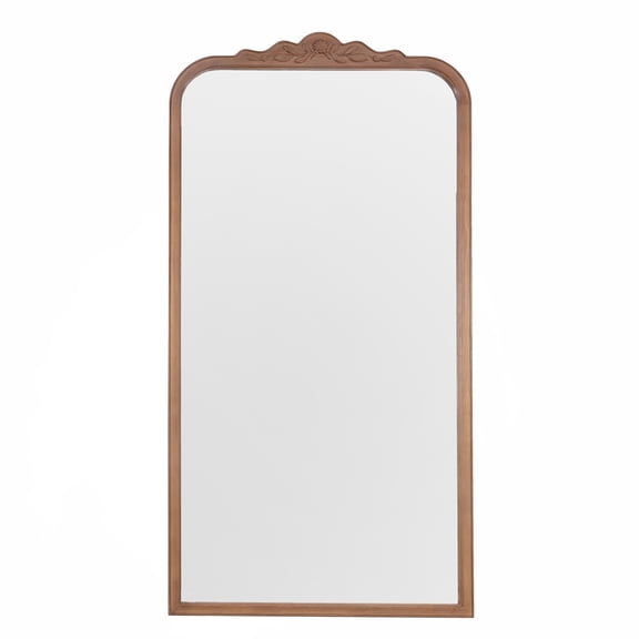 My Texas House Freestanding Floor Mirror with Ornate Floral Carved Wood Frame, 40 in x 79 in