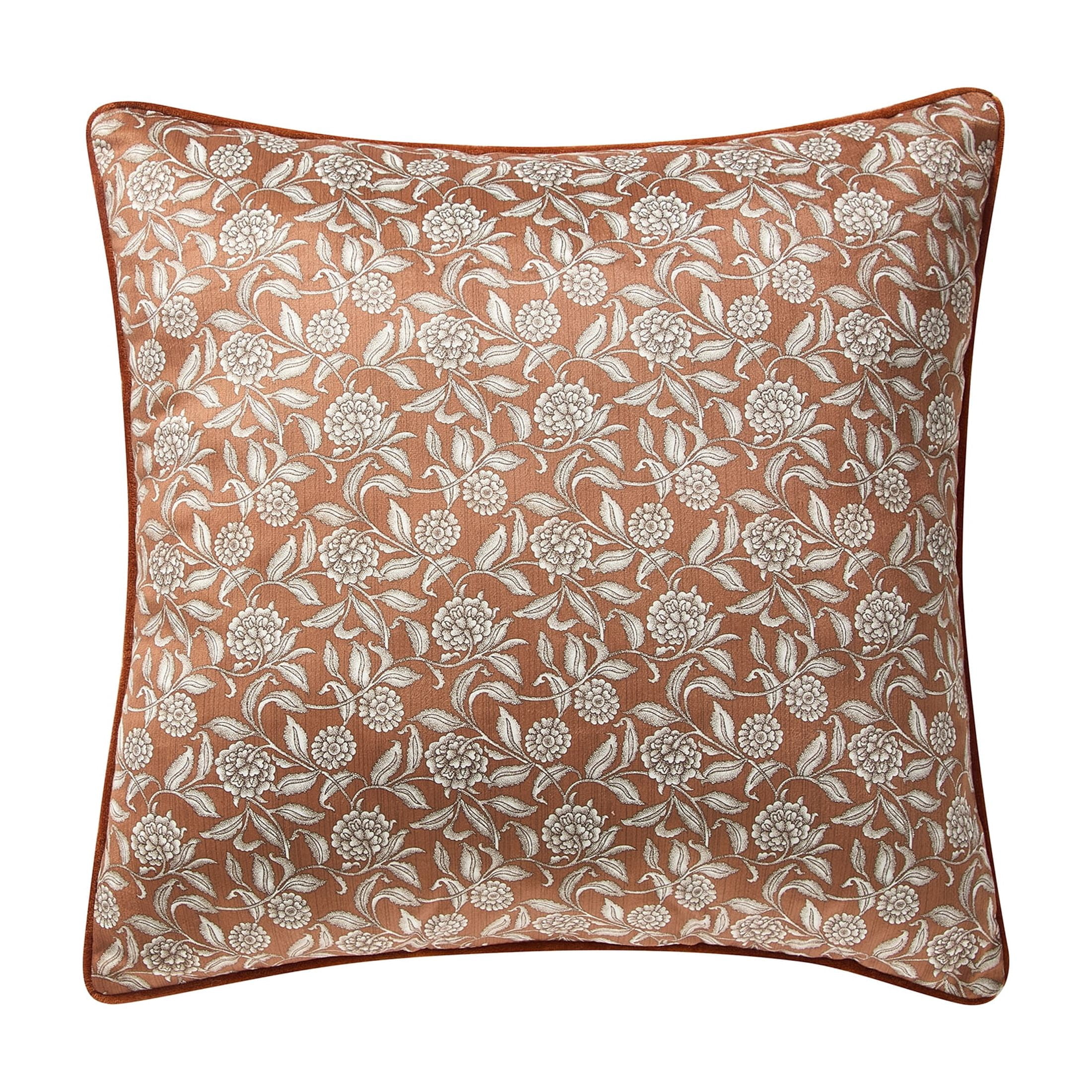 My Texas House 20 in x 20 in Ginger Floral Velvet Decorative Pillow