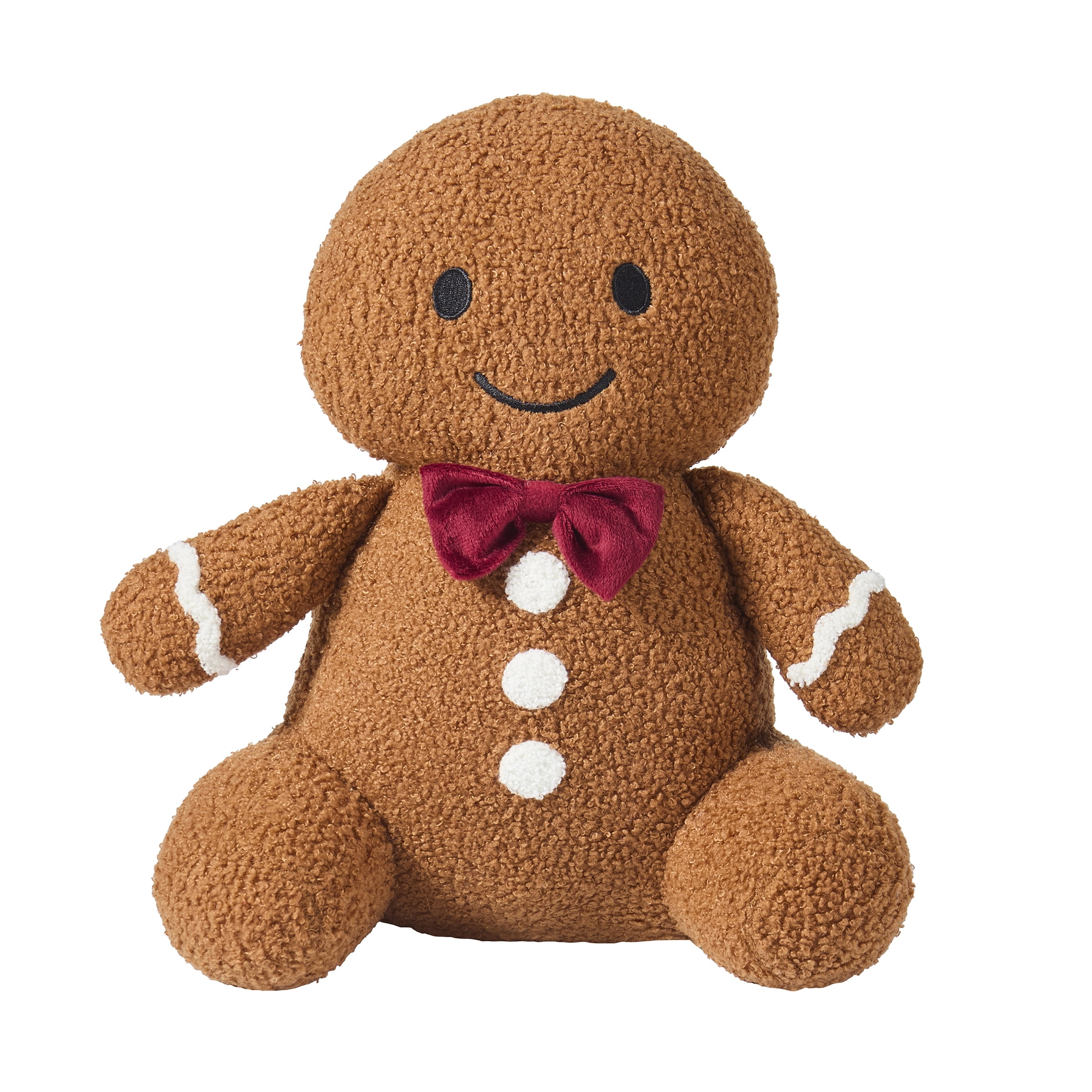 My Texas House Gingerbread Man Decorative Christmas Pillow, Brown and White, 14" x 8.5"