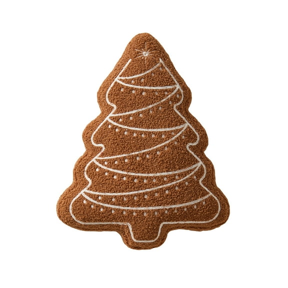 My Texas House 16" x 12" Gingerbread Tree Shaped Decorative Pillow