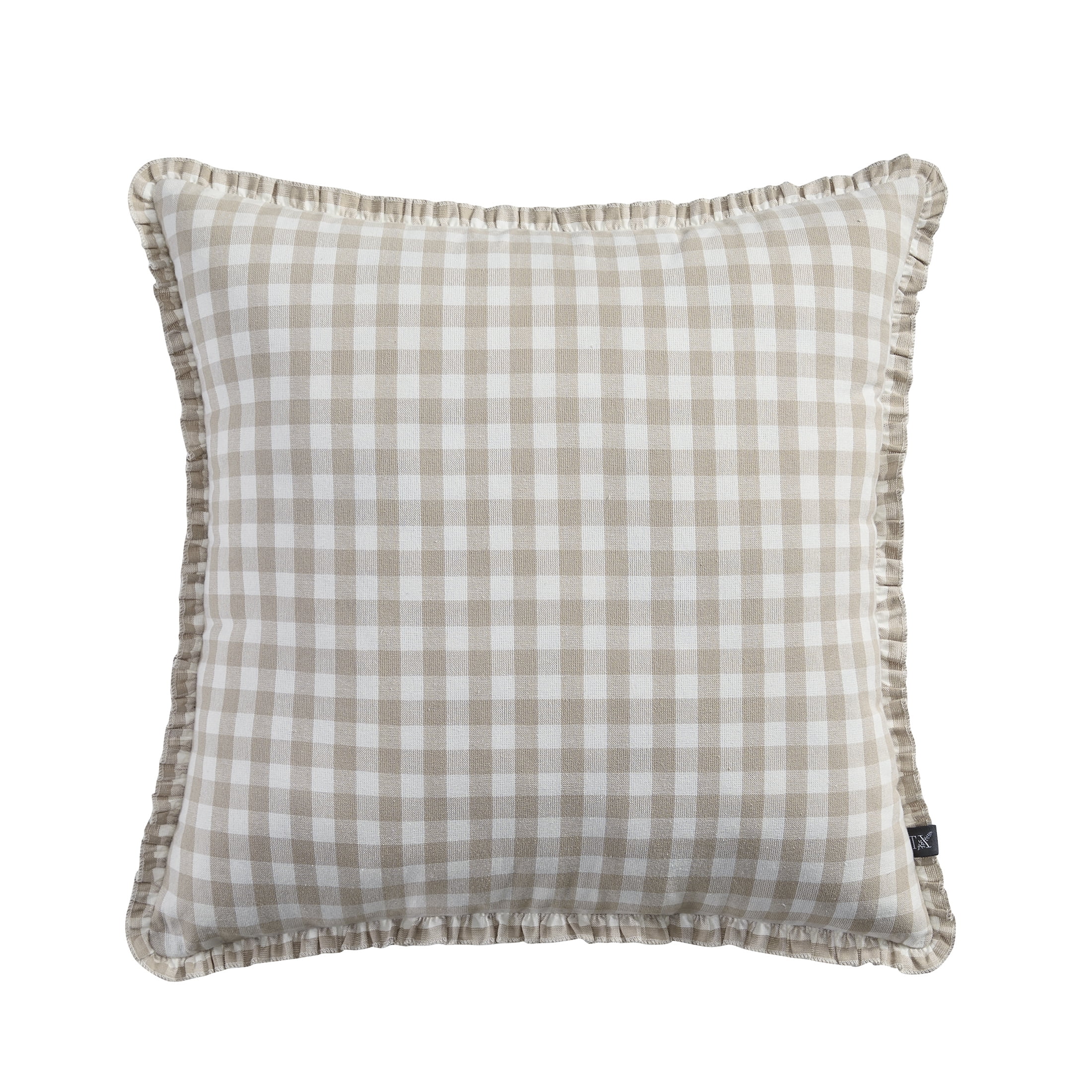 My Texas House 20" x 20" Taupe Gingham Plaid Reversible Decorative Pillow - Walmart.com