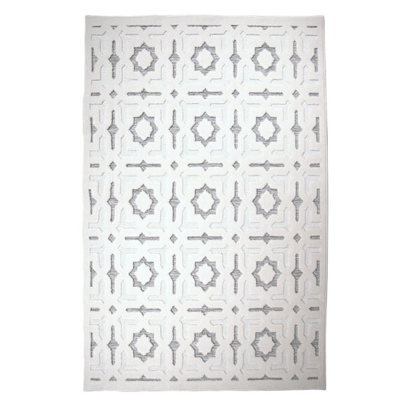 My Texas House Goodwin 9' X 12' Grey Geometric Outdoor Rug