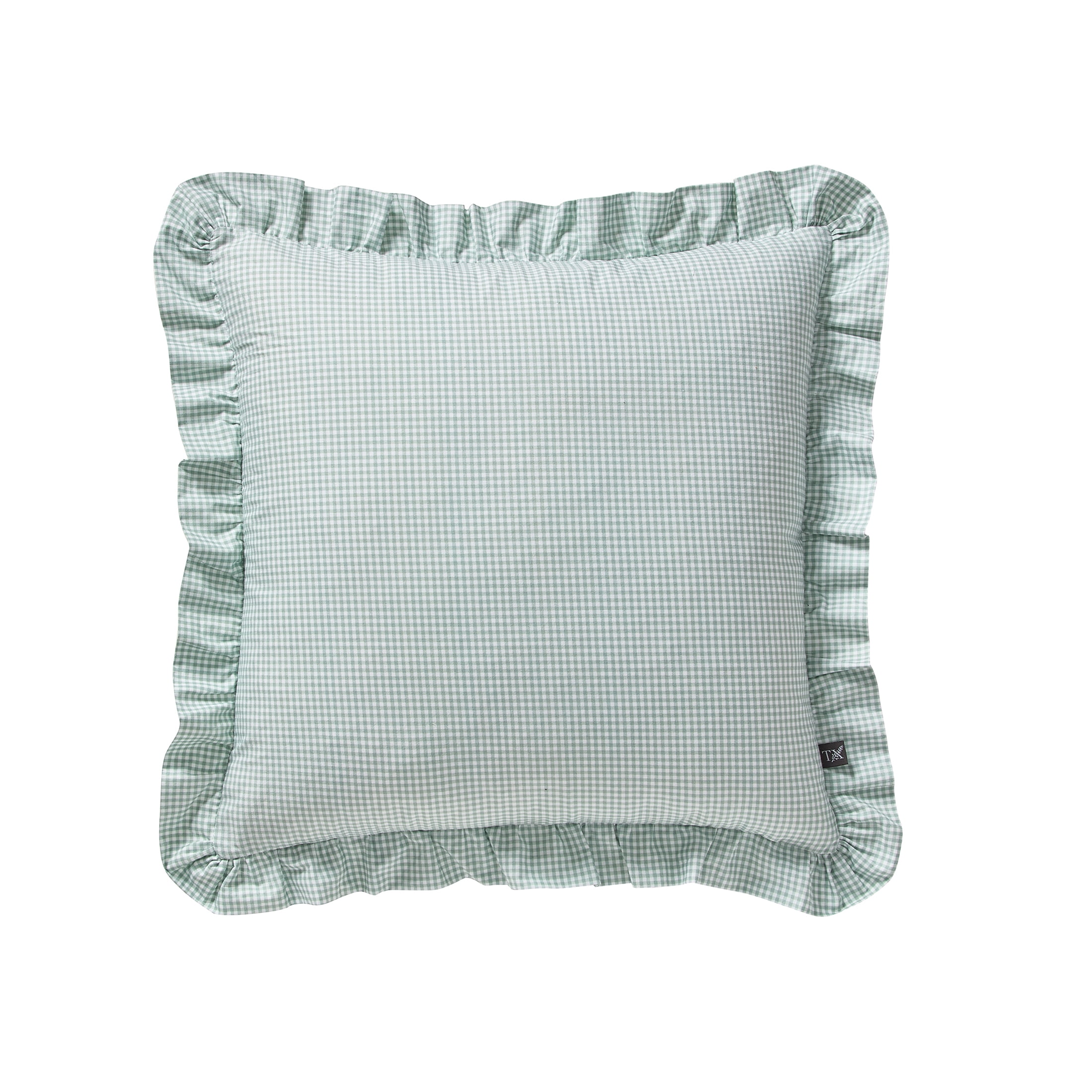 My Texas House 20" x 20" Green Micro Gingham Ruffle Decorative Pillow Cover