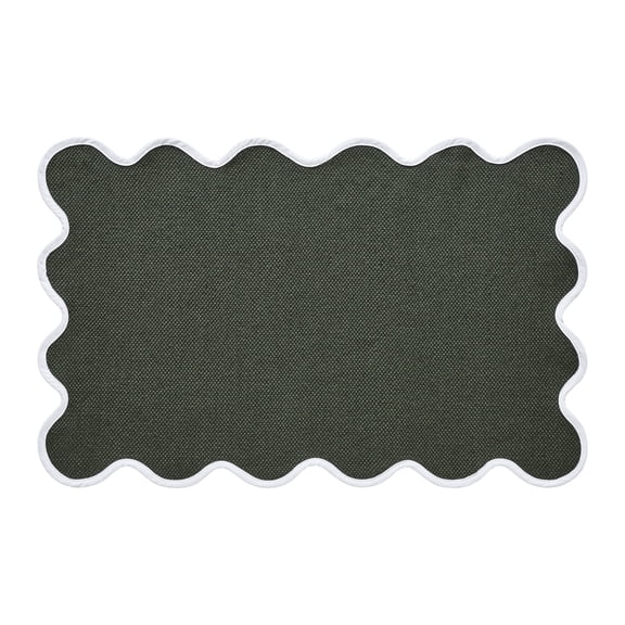 My Texas House Green Scallop Indoor/Outdoor Layering Rug, 24" x 38"