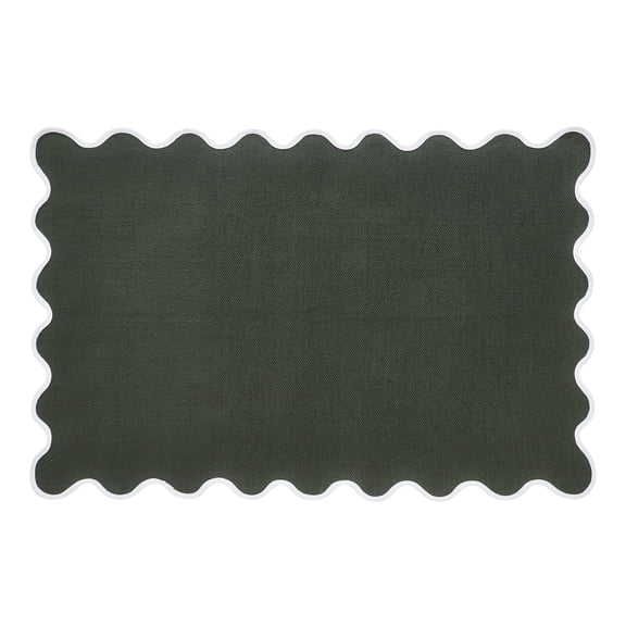 My Texas House Green Scallop Indoor/Outdoor Layering Rug, 38" x 58"