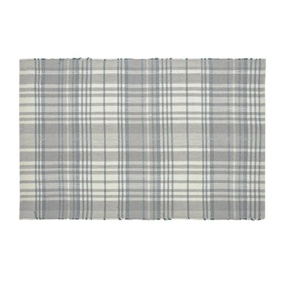 My Texas House Grey Plaid Layering Polyester Indoor/Outdoor Area Rug, 24" x 36"