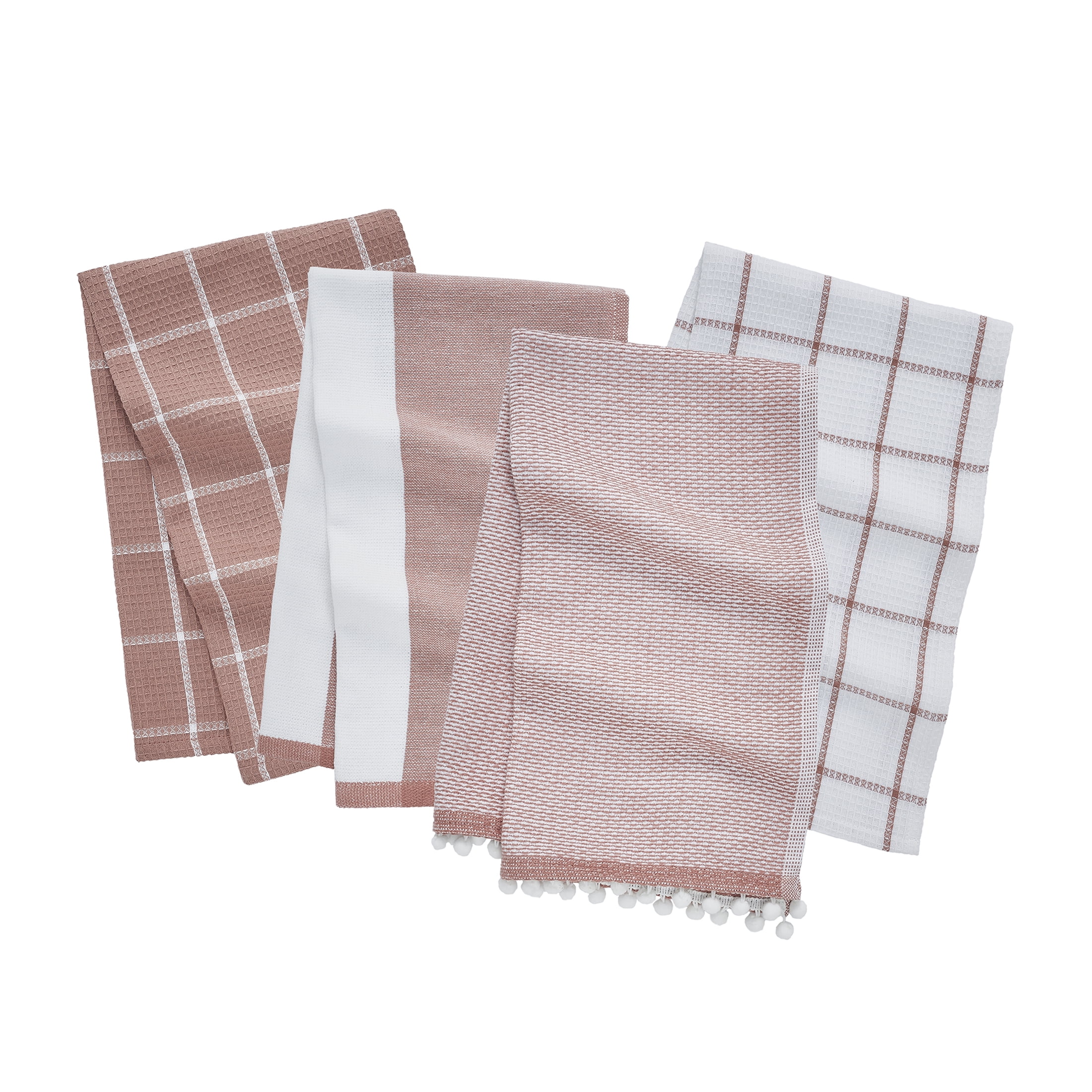 My Texas House Grid Cotton Kitchen Towels - Pink - 16 x 28 in