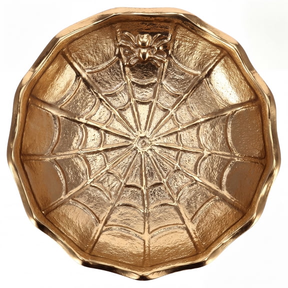 My Texas House Halloween Spiderweb Decorative Dish, Gold, 6"