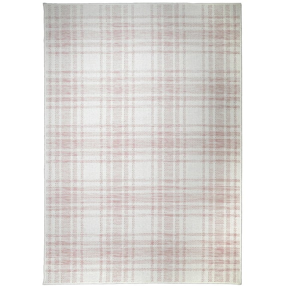 My Texas House Hampshire Plaid 2' x 3'4" Pink Reversible Outdoor Rug