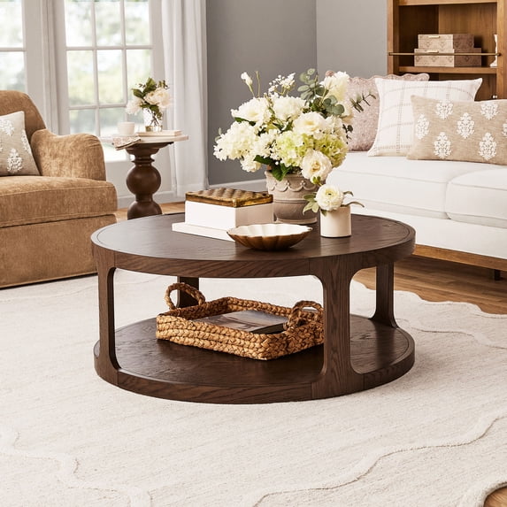 My Texas House Haven Round Coffee Table, Toasted Brown Finish
