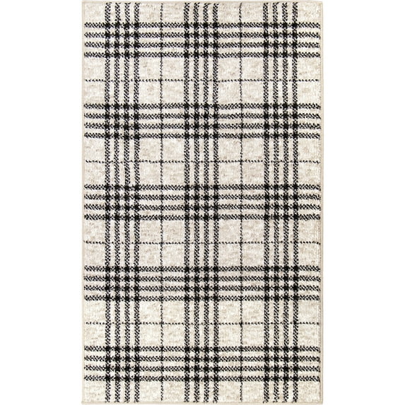 My Texas House Highlands 3' X 5' Black Plaid Area Rug