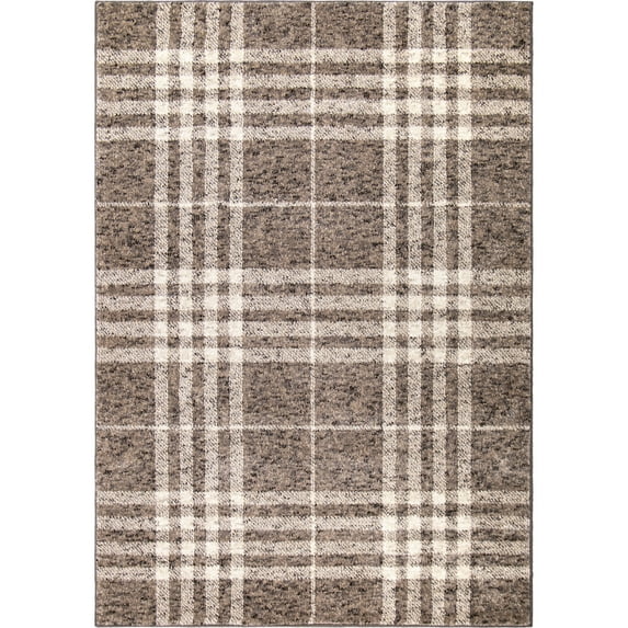 My Texas House Highlands 5' X 7' Dark Beige Plaid Area Rug