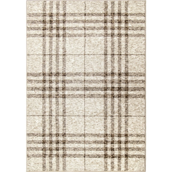 My Texas House Highlands 6' X 9' Beige Plaid Area Rug